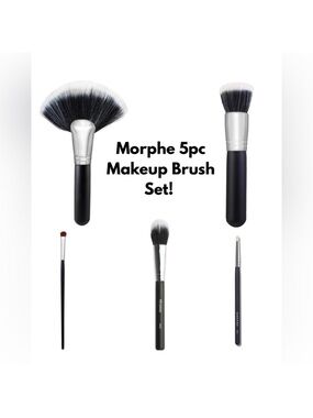 Morphe 5pc Makeup Brush Set - Black and Silver